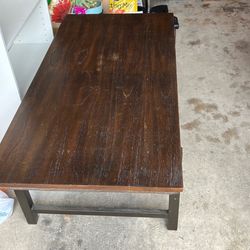 FREE Coffee table wood top and metal legs needs polish