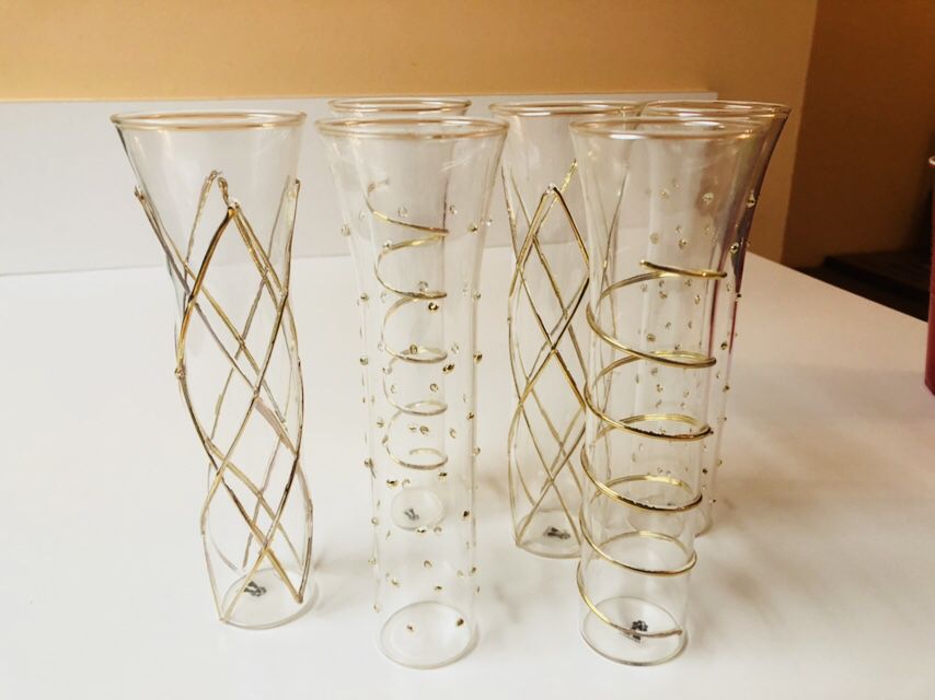 Hand-painted Champagne Flutes
