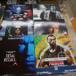  lot 6 laserdiscs Arnorld Schwarzenegger The Terminator, Eraser, Batman Robin , True Lies, Total Recall, Predator.   