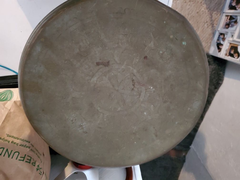 Antique engraved brass stool/chair
