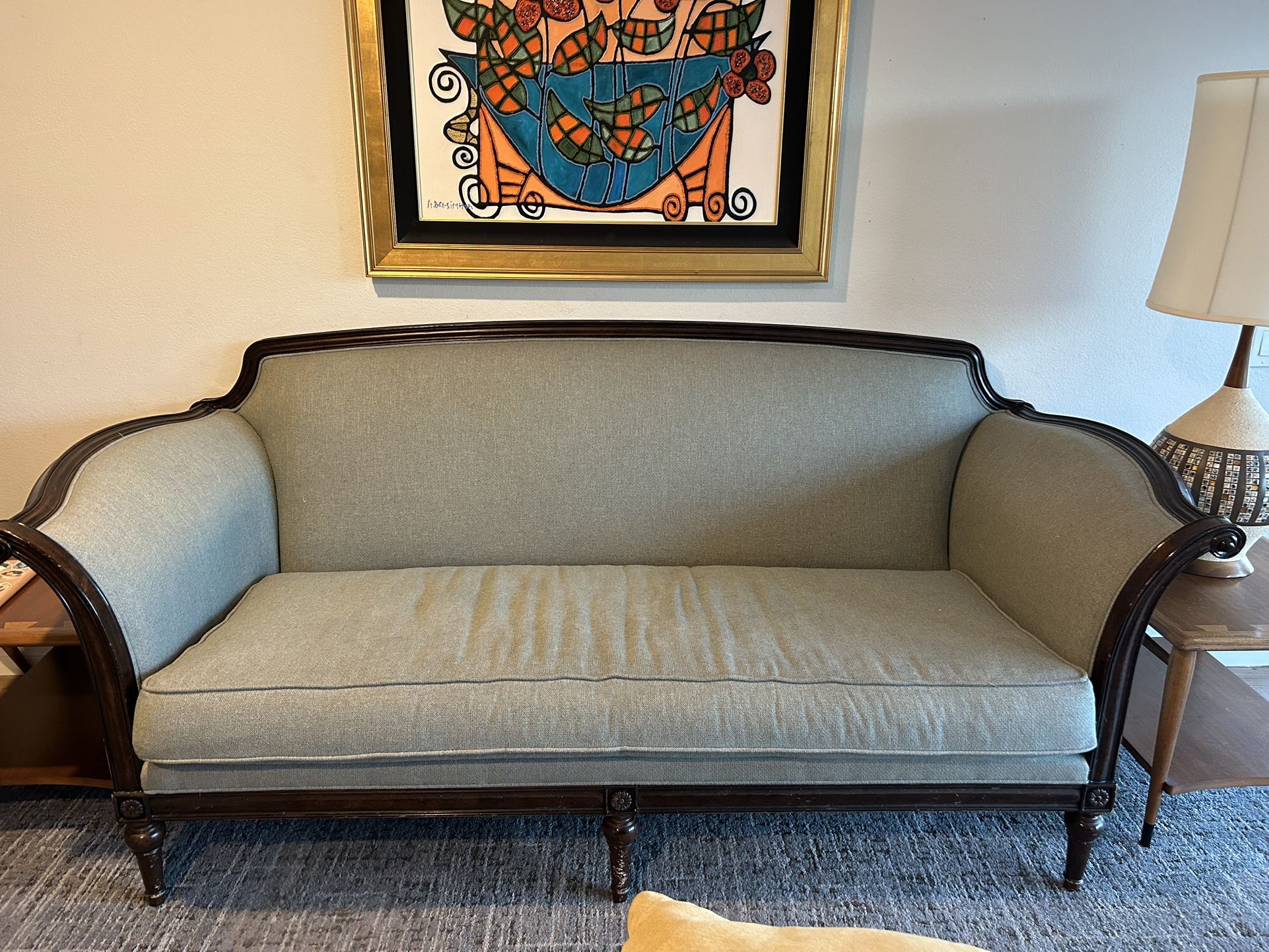 Tweed And Wood Custom Couch