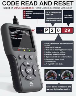 Check Engine Code Reader - 45000+ Fault Codes, Live Data, I/M Readiness, Battery Voltage Check, Read & Clear Error Codes for All OBDII Protocol Car 19