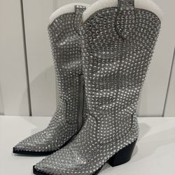 NEW Betsey Johnson Randy Rhinestone Western Boots, Size 6