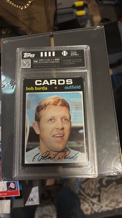 Topps Bob Burda Signed Baseball Card Slabbed
