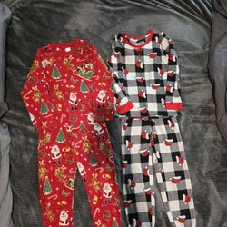 2 Sets Of Kids Holiday Christmas Fleece Pajamas