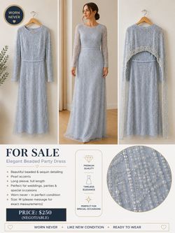 Beaded Full-Length Formal Gown Size M