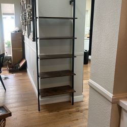 5 Tier Wall Mount Ladder Shelf Rustic Brown