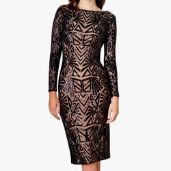 Dress The Population Emery Black Midi Dress
