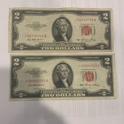 1953 Star, Red Seal 2 Dollar Bill 