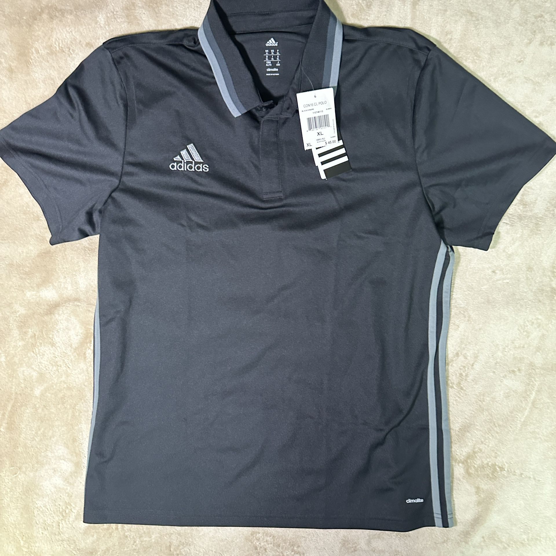 Mens Adidas Climacool Black Athletic Polo Shirt Size XL-L Casual