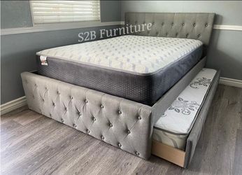 Full/twin Size Grey Trundle With Orthopedic Mattress Included
