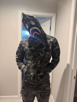 AUTHENTIC BAPE Shark Full-Zip Camo Hoodie