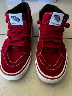 Vans Sk8-Mid Pro in a striking scarlet red suede