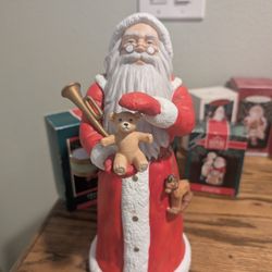 Santa Claus Music Box- Vintage Schmid 1985 Porcelain Santa Music Box with Tune ”We Wish You a Merry Christmas” in Excellent Condition!