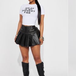 Fashion Nova Distressed Faux Leather Mini Skirt