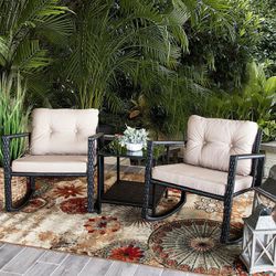 New 3 PC Furniture Table Chair Sofa Cushioned Patio Outdoor