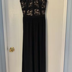 black dress with beige