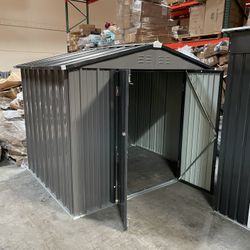 (New in box need assemble) 6’ L x 8’ W x 6.3’ H Metal Storage Shed Outdoor Garden Backyard 6x8 Storage