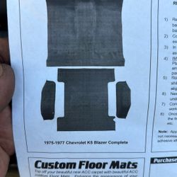  1975 To 1977 Chevy K5 Blazer Carpet, Rear Seat Mounts 