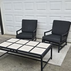 Patio Furniture Set. Two Chairs And Coffee Table