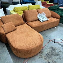 111" L Shaped Modern Modular Sectional Curved Sofa, Minimalist Style Comfy Cloud Couch for Living Room Apartment