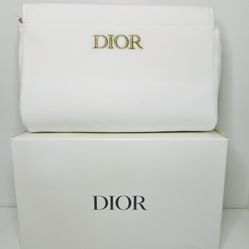 Dior Velvet White Makeup Trousse Cosmetic Case Pouch New In Box
