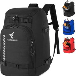  Ski Boot Bag,50L Waterproof Ski Boot Travel Backpack for Ski & Snowboard Boots, Ski Helmet, Goggles, Gloves, Skis, Snowboard & Accessories for Men,Wo