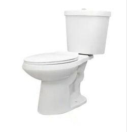 Glacier Bay 12 in. Rough In 2-Piece 1.1 GPF/1.6 GPF Dual Flush Elongated Toilet in White, Seat Included