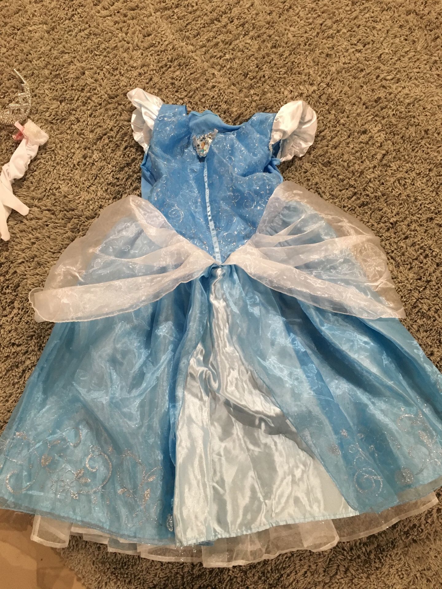 Cinderella kids costume with gloves and crown