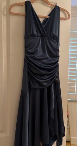 Silk V neck Navy Blue dress