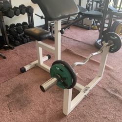Olympic Bar With Weights and Bench Arms 