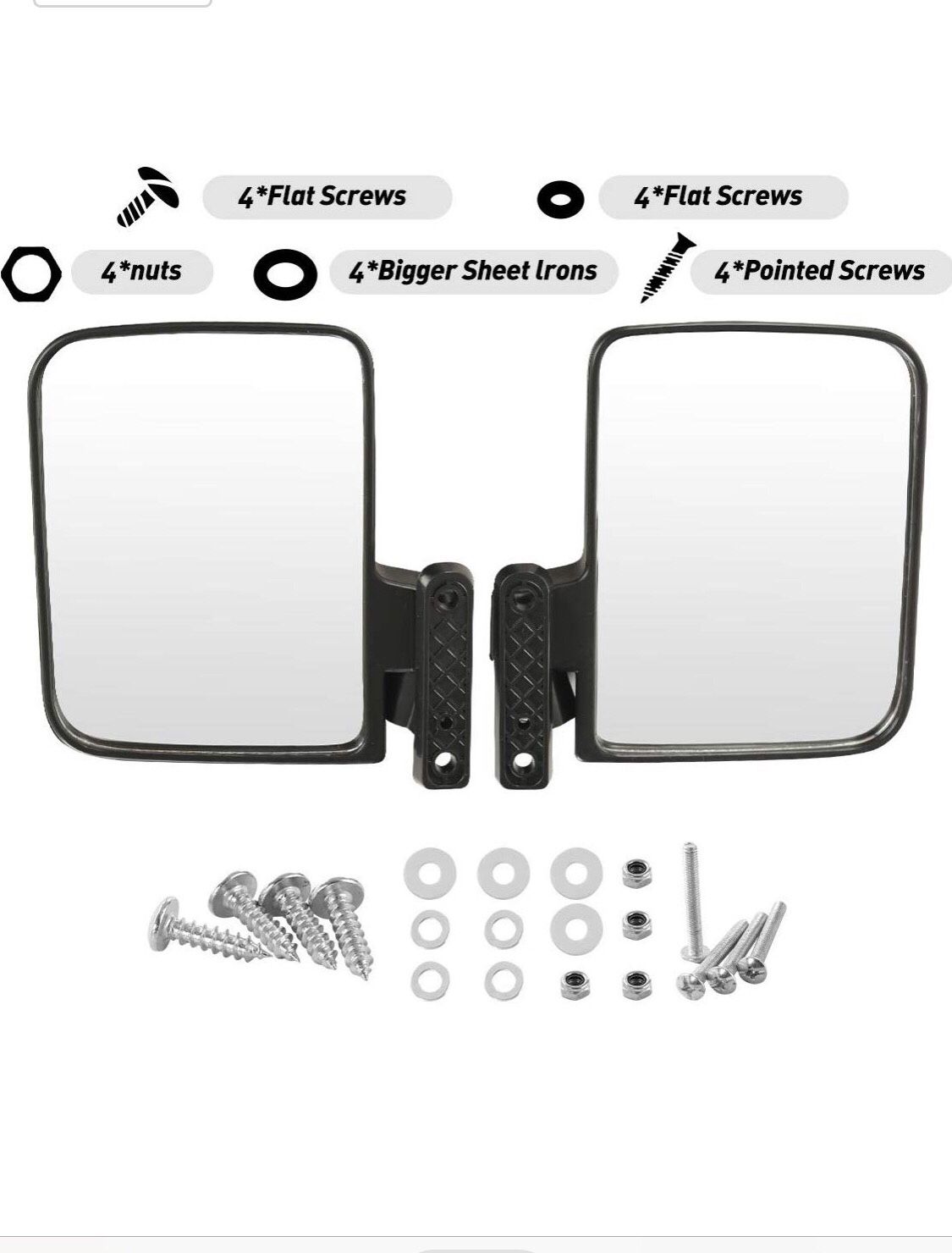 Golf Cart Mirror, 180 Degree Rear View Mirror and Adjustable Side Mirrors Universal Fit for Club Car, Ezgo, Yamaha, Star