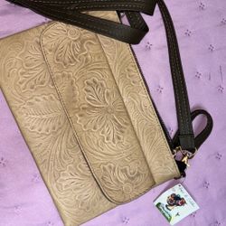 Real Leather Wristlet/ Crossbody 