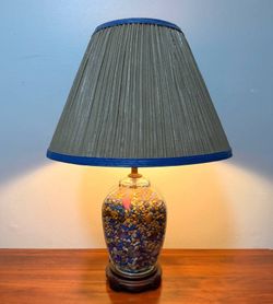 Vintage Glass Jar Table Lamp Filled With Decorative Colorful Stones