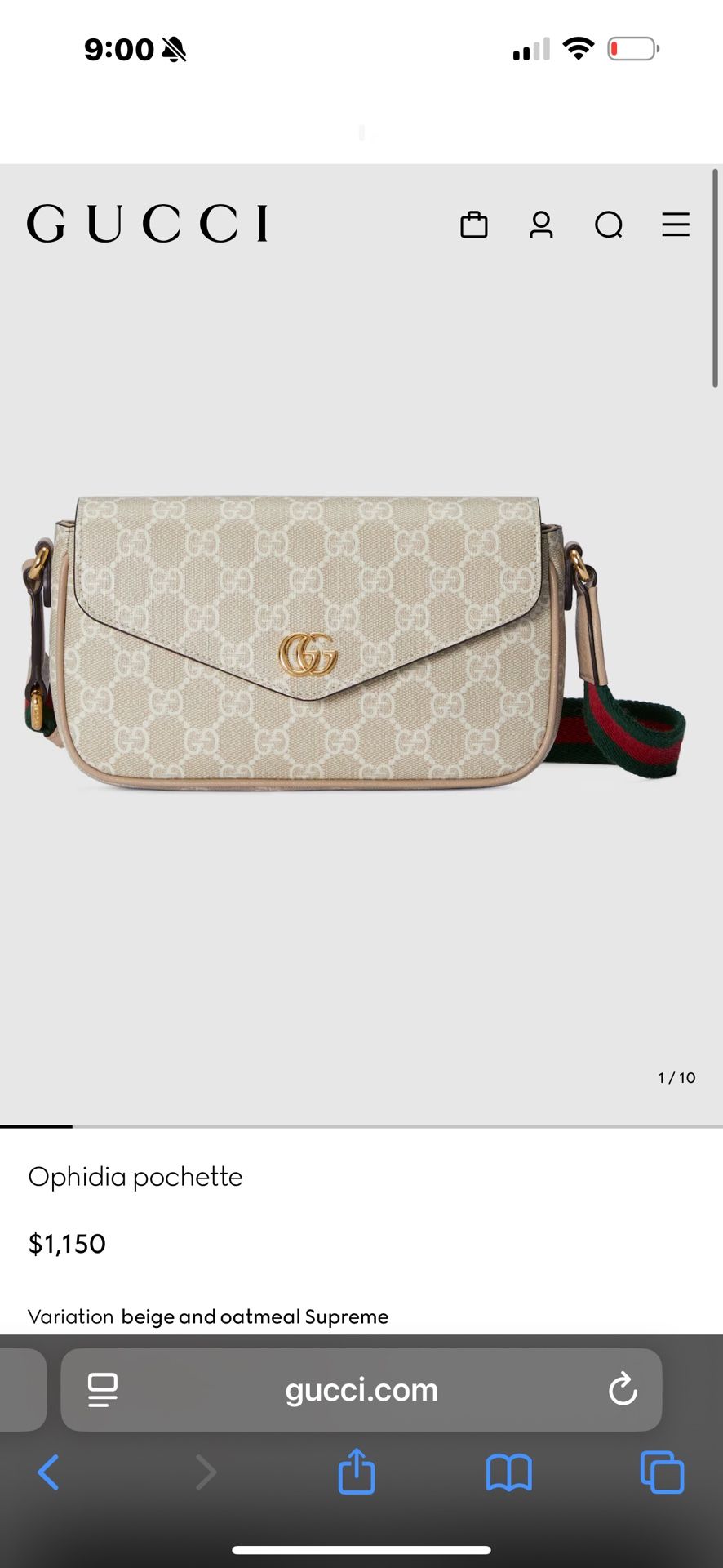 Authentic Gucci Ophidia Crossbody Bag
