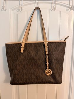 Michael Kors Brown Monogram Tote & Matching Wallet Set