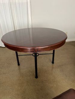 4 FT Round walnut Top/Metal base dining/Game Table
