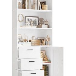 Tall White Bookcase / Bookshelf with storage