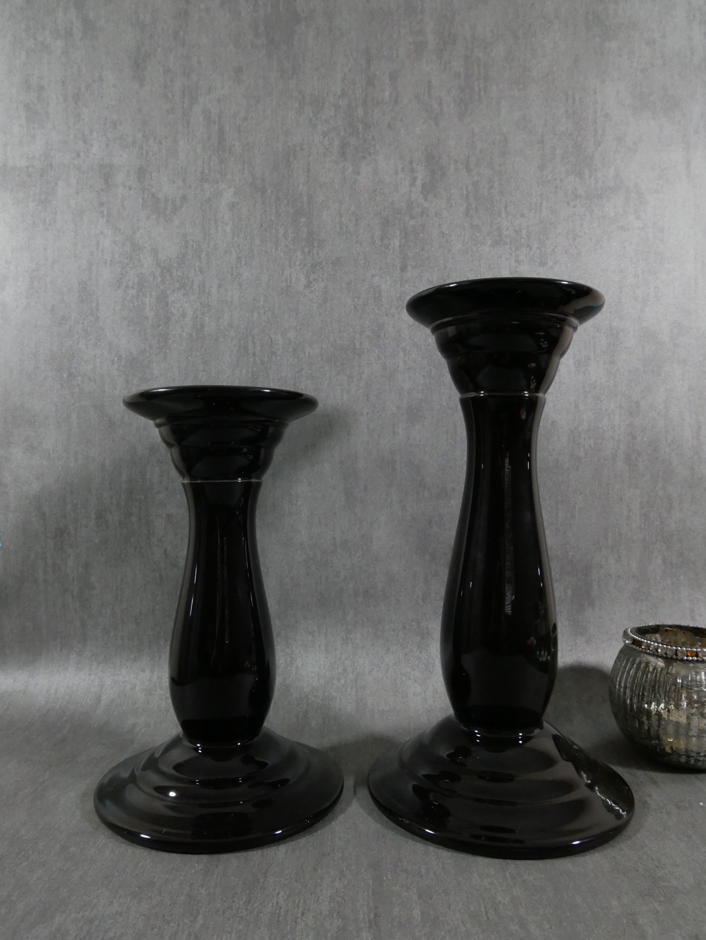 2pc Set Black Ceramic Candle Holders Pillars for Home Decor Event Party Wedding