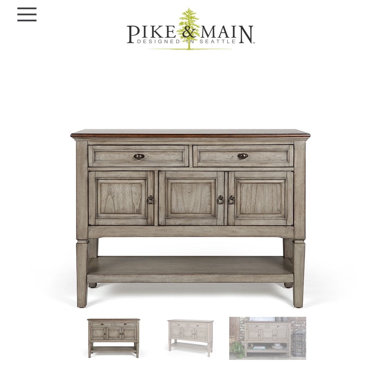 Pike & Main 48" Accent Console / Media TV Cabinet Furniture Table Desk credenza cabinet, Rustic Barnwood look USED