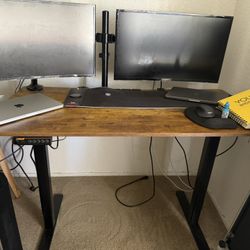 Standing Desk And Mounted Monitors (free LED Desk Pad With Charger On The Pad)** Moving Sale**