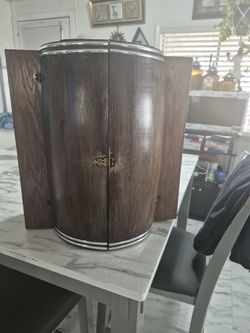 Wood Barrel Shelf, Good Condition, $15.00
