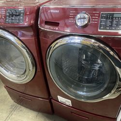 XL CAPACITY SAMSUNG WASHER & DRYER ELECTRIC SET FREE PEDESTALS ATTACHMENTS WARRANTY etc.