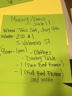 Moving sale