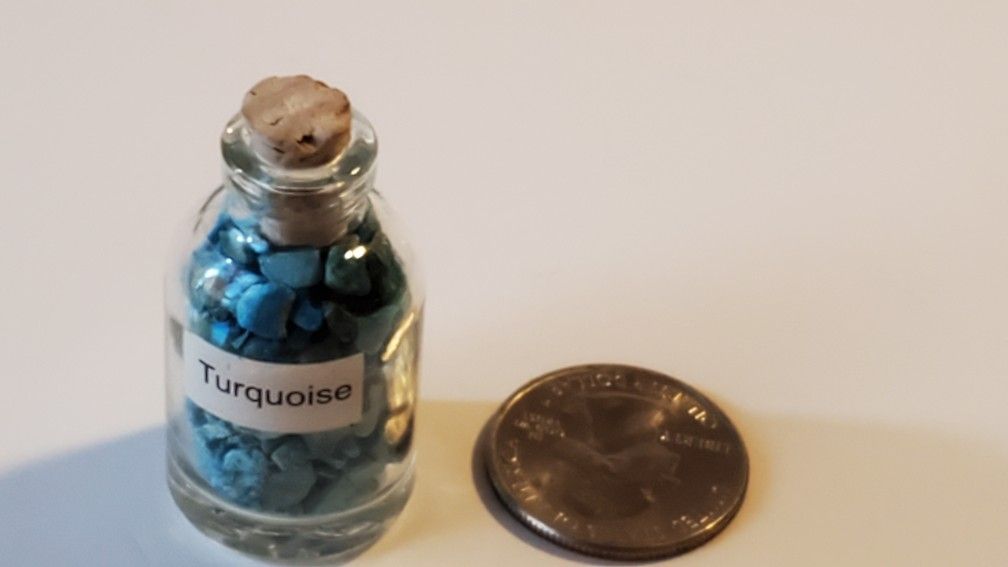 2" Turquoise In Minature Glass Bottle