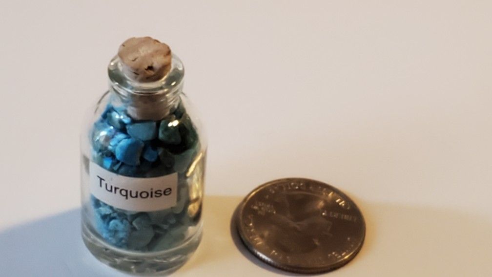 2" Turquoise In Minature Glass Bottle 