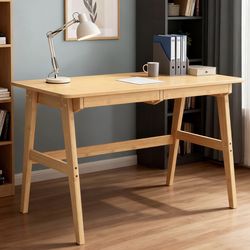 Modern Wood Desk with Drawer – Minimalist Writing Desk / Home Office Table