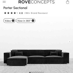Rove Concept Velvet Black Sectional Sofa 