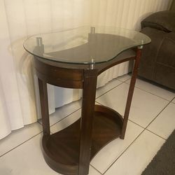 Glass And Wood End Table