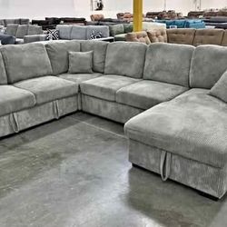 New 92x119x60 Sleeper Sectional Couch With Storage / Free Delivery 